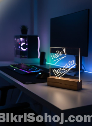 Wooden Desk Lamp And Night Lamp With glowing writing board